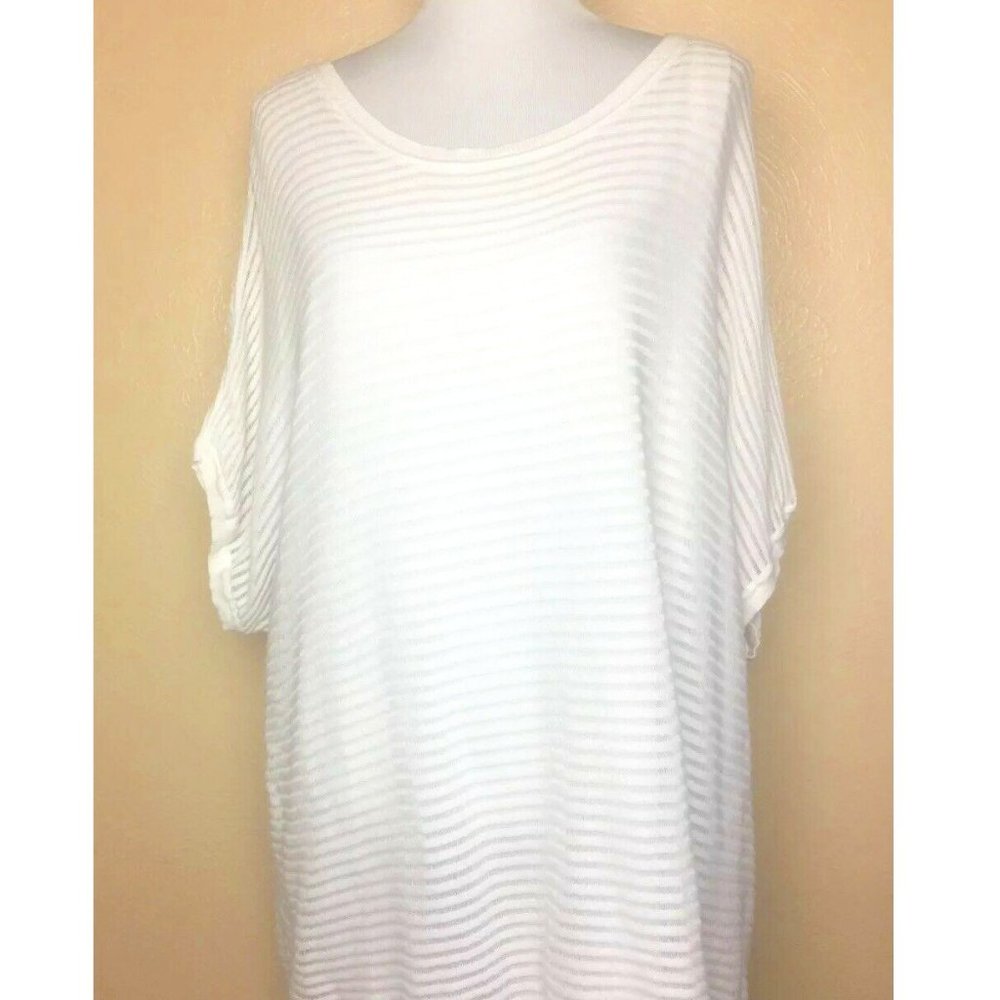 LANE BRYANT 22/24 2X3X Kimono Top White Semi‎ Sheer